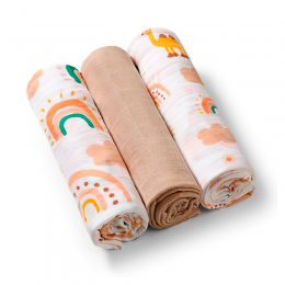 Комплект детских пеленок 3 шт. муслиновые хлопчатобумажные (70х70 см) Кремовый 348/08 (SB)
