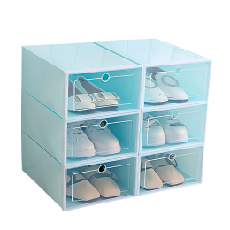 Складаний пластиковий контейнер для зберігання взуття 6 шт. B12-01 Блакитний (HA-360)