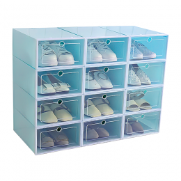 Складаний пластиковий контейнер для зберігання взуття 12 шт. B12-01 Блакитний (HA-360)