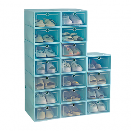 Складаний пластиковий контейнер для зберігання взуття 18 шт. B12-01 Блакитний (HA-360)