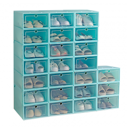 Складаний пластиковий контейнер для зберігання взуття 24 шт. B12-01 Блакитний (HA-360)