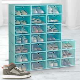 Складаний пластиковий контейнер для зберігання взуття 24 шт. B12-01 Блакитний (HA-360)