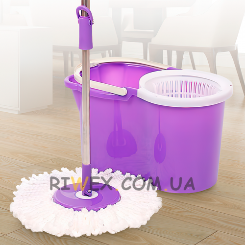 Швабра с ведром и отжимом Magic Mop Easy 360, Фиолетовый