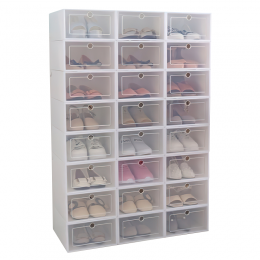 Складні пластикові бокси контейнери для зберігання взуття 24 шт. B12-01 Білий (HA-360)