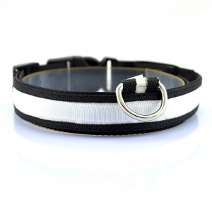 Ошейник для собак GLOW RING с USB зарядкой и светодиодной LED подсветкой, размер M, Белый (205)