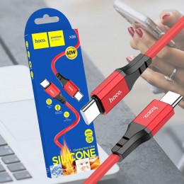 Кабель Hoco X86 Type-C To Type-C Spear 60W Silicone Charging Data Cable, Красный (206)
