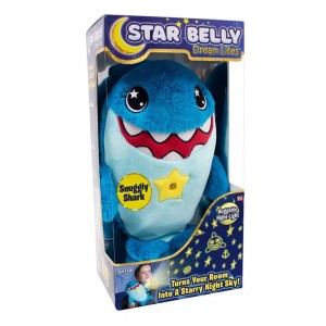 Детская плюшевая игрушка ночник-проектор звёздного неба Star Bellу Dream Lites Puppy Акула, Голубой (205)