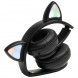 Бездротові bluetooth навушники STN-28 Котячі вушка світяться + карта пам'яті на 64 Гб, Чорні