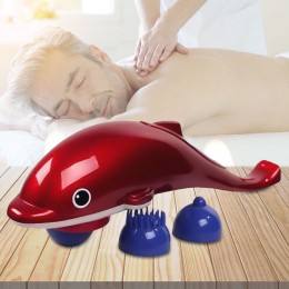 Ручний масажер Дельфін Dolphin великий з ІЧ-прогріванням, для тіла, для схуднення, Червоний