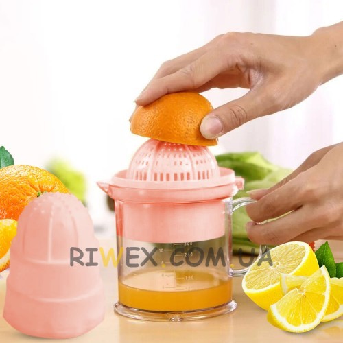 Ручний міні-соковитискач JUICER XL-295 з чашкою для фруктів, Рожевий (205)