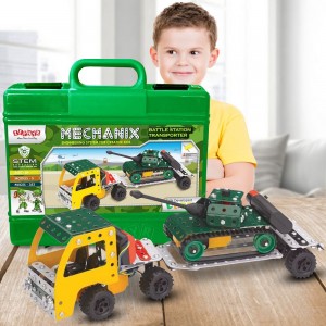 Металлический конструктор MECHANIX 01069 Тягач с электромотором, 353 элм./5 моделей, в пластиковом кейсе (SB) Металлический конструктор MECHANIX 01069 Тягач с электромотором, 353 элм./5 моделей, в пластиковом кейсе (SB)