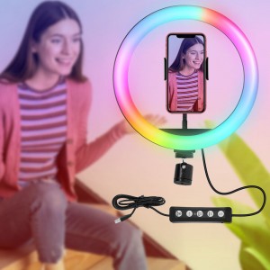 Кільцева лампа RGB з тримачем для телефону, 20 см Ring Fill Light LED Кільцева лампа RGB з тримачем для телефону, 20 см Ring Fill Light LED
