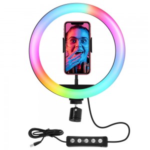 Кільцева лампа RGB з тримачем для телефону, 20 см Ring Fill Light LED Кільцева лампа RGB з тримачем для телефону, 20 см Ring Fill Light LED