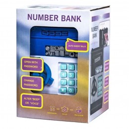  Дитячий cейф-скарбничка Number Bank з електричним замком, відбитком пальця і купюроприймачем, Синій (219)