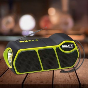 Портативная солнечная система 3в1 GD-LITE-11, с Bluetooth, LED-фонарем, FM/SW/AM, МР3, TF и USB-зарядкой, Желтый