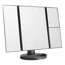 Косметичне дзеркало для макіяжу 22 Large LED Mirror з підсвічуванням, Чорний (205)