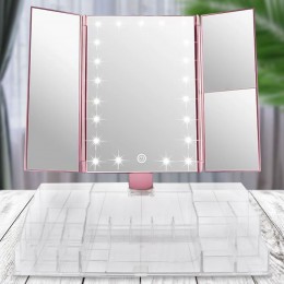 Косметичне дзеркало для макіяжу 22 Large LED Mirror з підсвічуванням, Рожевий (205)