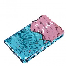 Блокнот перевертень у твердій обкладинці з паєтками А5, лінійку 4-95/32к, Синьо-рожевий