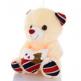 Мягкая игрушка мишка Тедди с сердечком со световыми и звуковыми эффектами 22 см, Бежевый