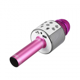 Беспроводной Bluetooth Караоке-микрофон WS-858, Bluetooth USB, AUX FM, Розовый (HA-50)