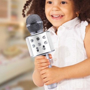 Беспроводной Bluetooth Караоке-микрофон WS-858, Bluetooth USB, AUX FM, Серебрянный (HA-50) Беспроводной Bluetooth Караоке-микрофон WS-858, Bluetooth USB, AUX FM, Серебрянный (HA-50)