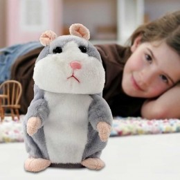Интеактивная детская игрушка-повторюшка Плюшевый хомяк, Серый