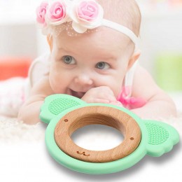 Прорезыватель для зубов Babyono 1076/01 Koala деревянно-силиконовый, Салатовый (SB)