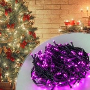 Новогодняя уличная гирлянда DRF 280 LED зеленый провод, 23 метра, Розовый (2024)