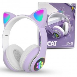 Беспроводные наушники Cat STN-28 светящиеся с кошачьими ушками, Фиолетовый