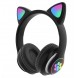 Бездротові навушники Cat STN-28, що світяться з котячими вушками + карта пам'яті 32 GB, Чорний