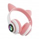 Бездротові навушники Cat STN-28, що світяться з котячими вушками + карта пам'яті 64 GB, Рожевий