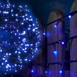 Новорічна гірлянда XMAS нитка 500 LED чорний провід 32 метри, Синій (2024)