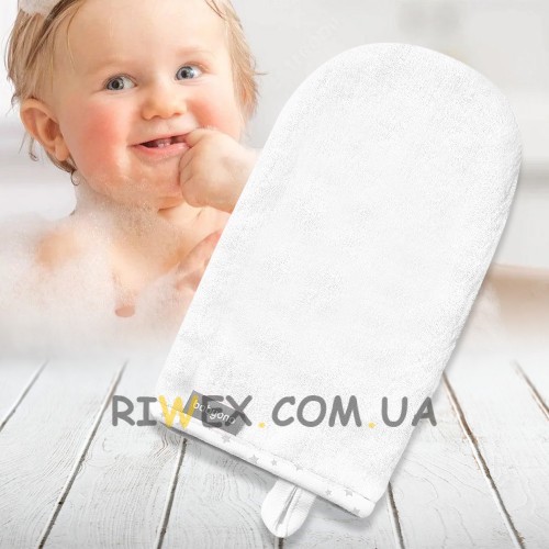 Бамбуковая мочалка-варежка BabyOno 347/06 для купания 0+, Белый (SB)