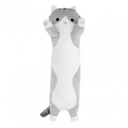 Мягкая игрушка-подушка Длинный Кот-обнимашка 110 см, Серый (237)