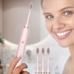 Зубна щітка Sonic Toothbrush X-3 звукова електрична LY-393 + 3 насадки, Рожевий (205)