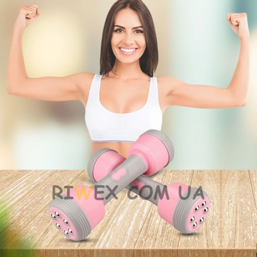 Гантели-массажер Multifunctional massage dumbbells с регулировкой веса, Розовый (205)