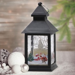 Новорічний декоративний світильник-ліхтар на батарейках, Чорний