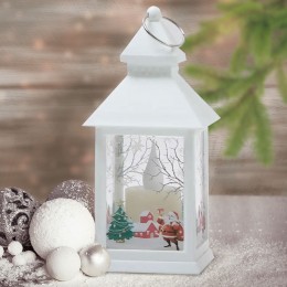 Новорічний декоративний світильник-ліхтар на батарейках, Білий