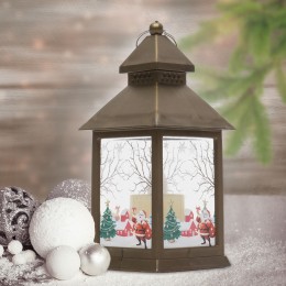 Новорічний декоративний світильник-ліхтар на батарейках, Коричневий