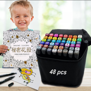 Набір двосторонніх маркерів для скетчингу Touch - 48 шт., + Розмальовка антистрес на 50 арк. в подарунок