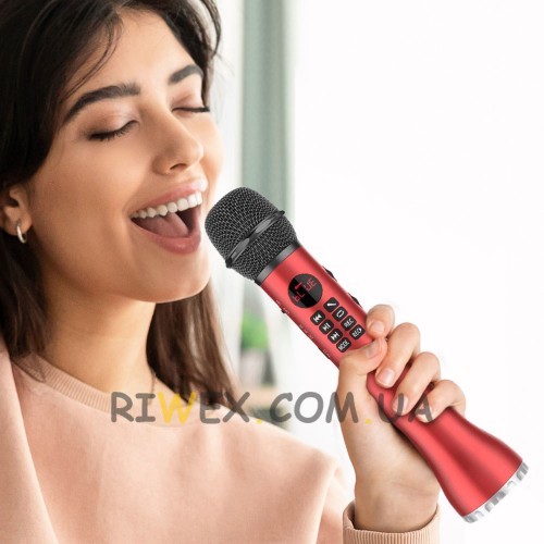 Бездротовий вокальний мікрофон для караоке L-598, з USB, Червоний (205)