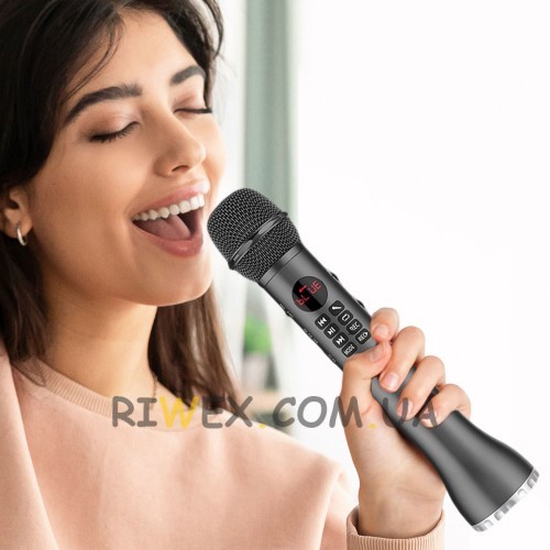 Беспроводной вокальный микрофон для караоке L-598, с USB, Черный (205)