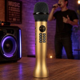 Бездротовий караоке мікрофон з Bluetooth TF, AUX, LED-дисплеєм для дому та свят MicMagic L-598 9 Вт Золотий (205/264)