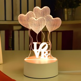 Светильник 3D Desk Lamp Сердца шарики Love, теплое свечение, USB (205)