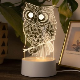 Светильник 3D Desk Lamp Сова, теплое свечение, USB (205)