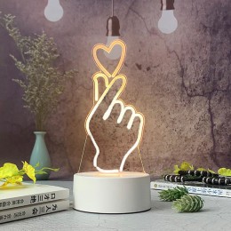 Светильник 3D Desk Lamp Рука с сердцем, теплое свечение, USB (205)
