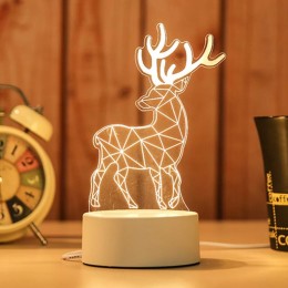 Светильник 3D Desk Lamp Олень, теплое свечение, USB (205)