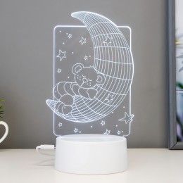 Светильник 3D Desk Lamp Мишка на луне, теплое свечение, USB (205)