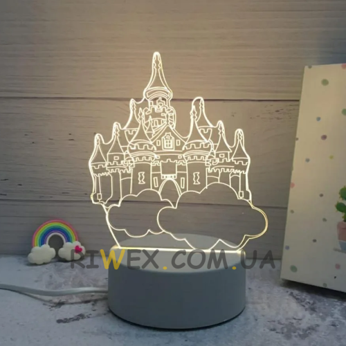 Світильник 3D Desk Lamp Палац, тепле світіння, USB (205)