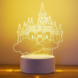 Светильник 3D Desk Lamp Дворец, теплое свечение, USB (205)